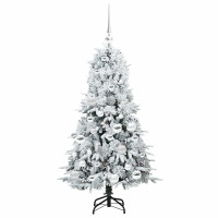 Produktbild för Plast Hingad Julgran med 150 LED-lampor Vit 120 cm PE och PVC