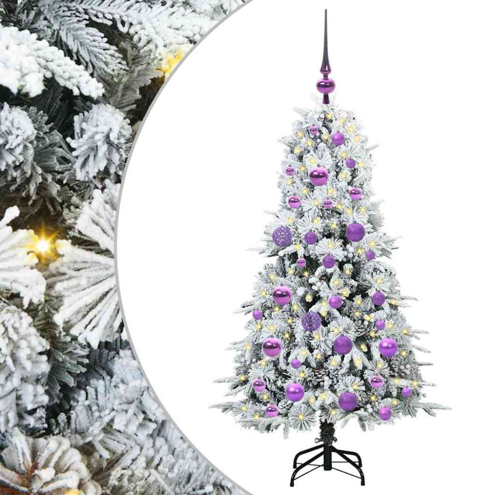 Produktbild för Plast Hingad Julgran med 150 LED-lampor Vit 120 cm PE och PVC