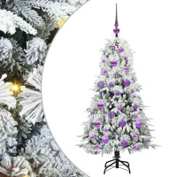 Produktbild för Plast Hingad Julgran med 150 LED-lampor Vit 120 cm PE och PVC