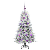 Produktbild för Plast Hingad Julgran med 150 LED-lampor Vit 120 cm PE och PVC