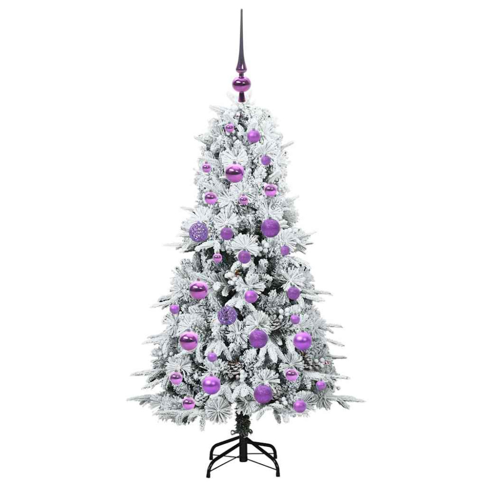 Produktbild för Plast Hingad Julgran med 150 LED-lampor Vit 120 cm PE och PVC