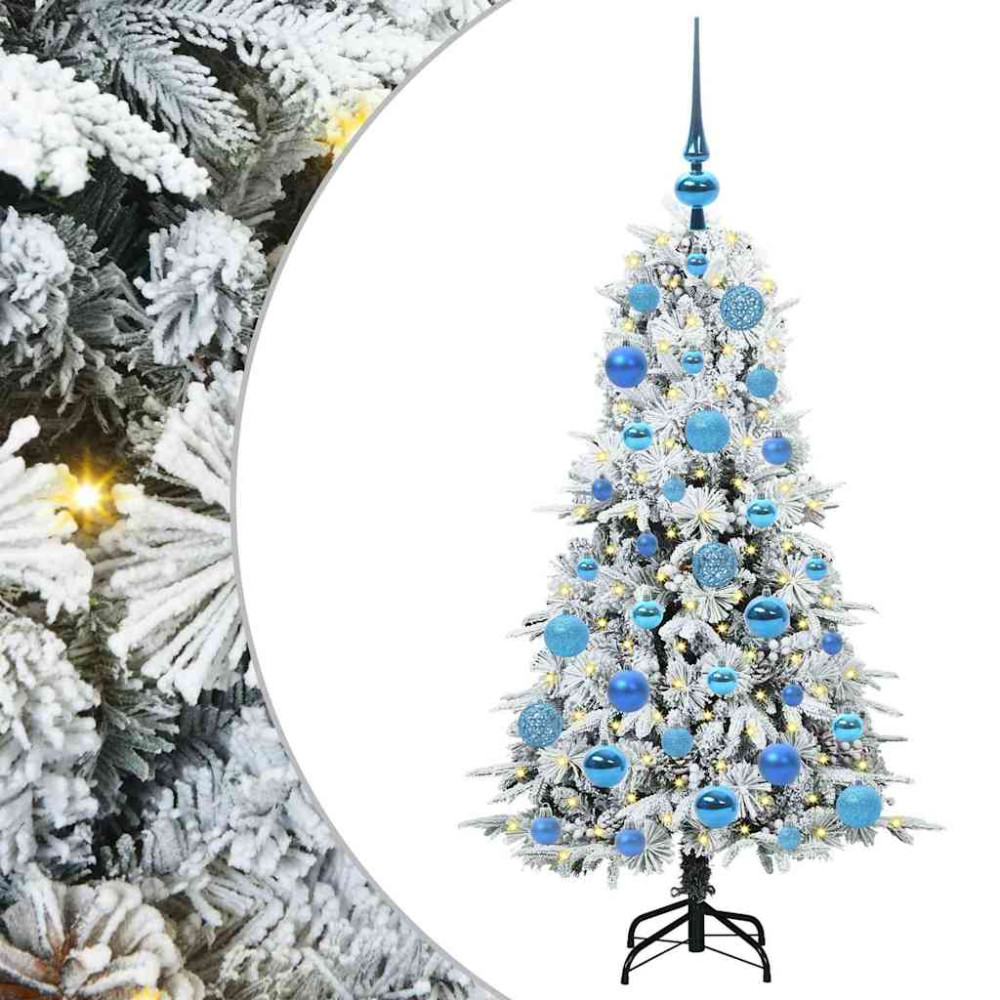 Produktbild för Plast Hingad Julgran med 150 LED-lampor Vit 120 cm PE och PVC