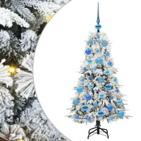 Produktbild för Plast Hingad Julgran med 150 LED-lampor Vit 120 cm PE och PVC