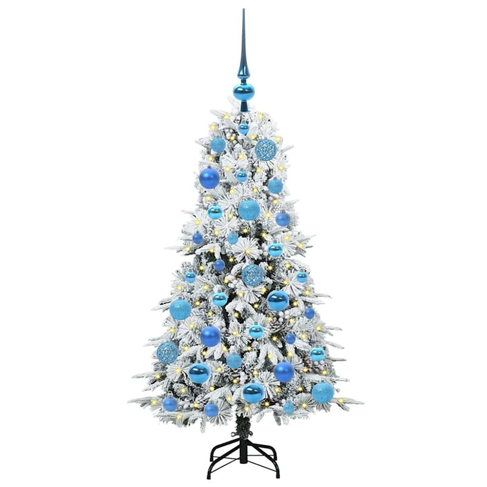 Produktbild för Plast Hingad Julgran med 150 LED-lampor Vit 120 cm PE och PVC