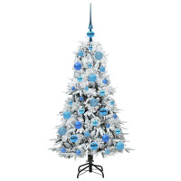 Produktbild för Plast Hingad Julgran med 150 LED-lampor Vit 120 cm PE och PVC