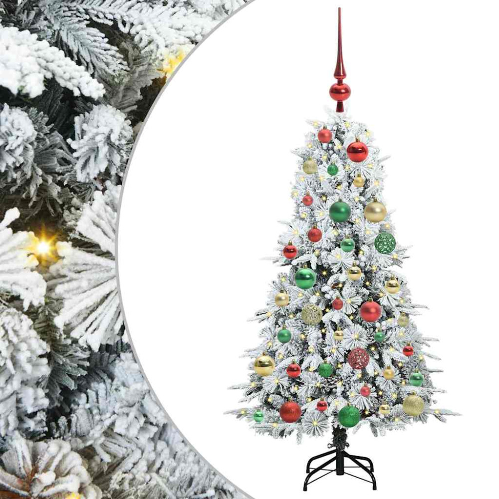 Produktbild för Plast Hingad Julgran med 150 LED-lampor Vit 120 cm PE och PVC