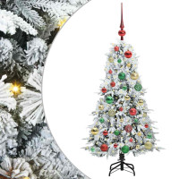 Produktbild för Plast Hingad Julgran med 150 LED-lampor Vit 120 cm PE och PVC