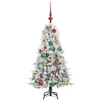 Produktbild för Plast Hingad Julgran med 150 LED-lampor Vit 120 cm PE och PVC