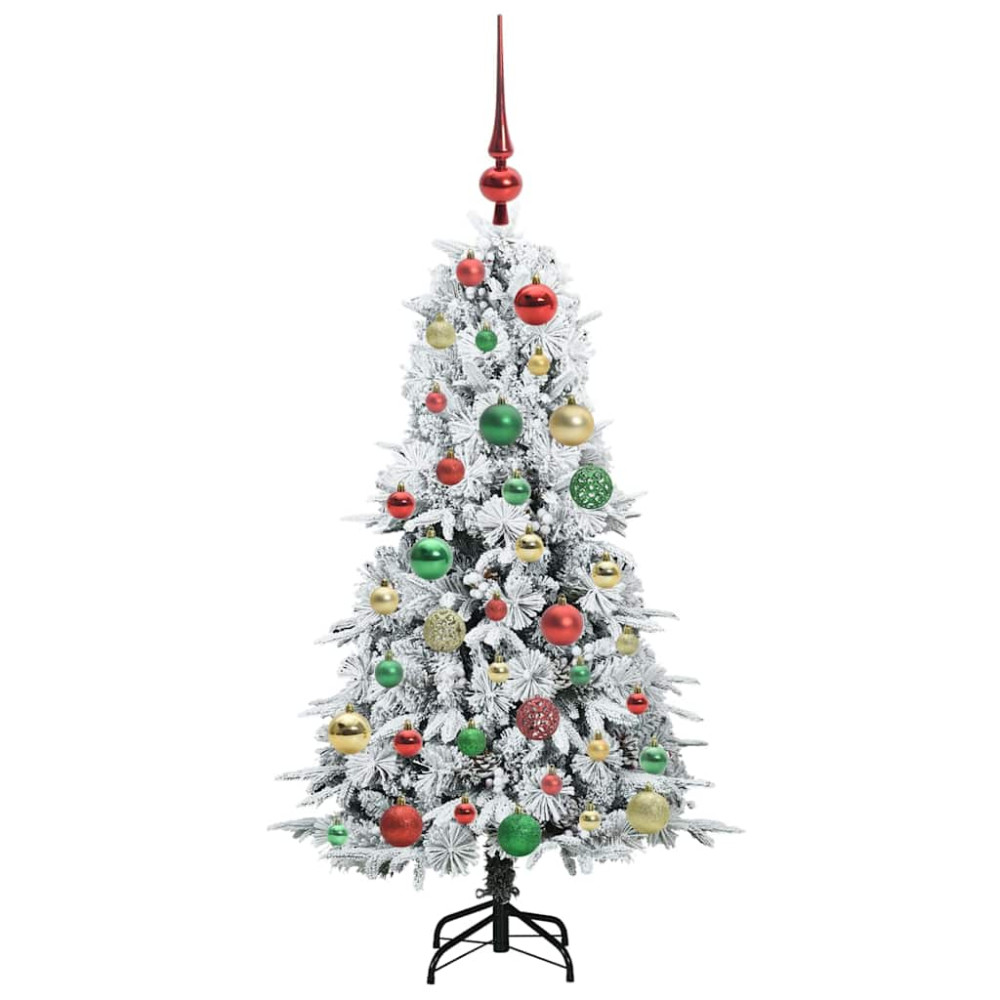 Produktbild för Plast Hingad Julgran med 150 LED-lampor Vit 120 cm PE och PVC