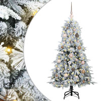 Produktbild för Plast Hingad Julgran med 150 LED-lampor Vit 150 cm PE och PVC