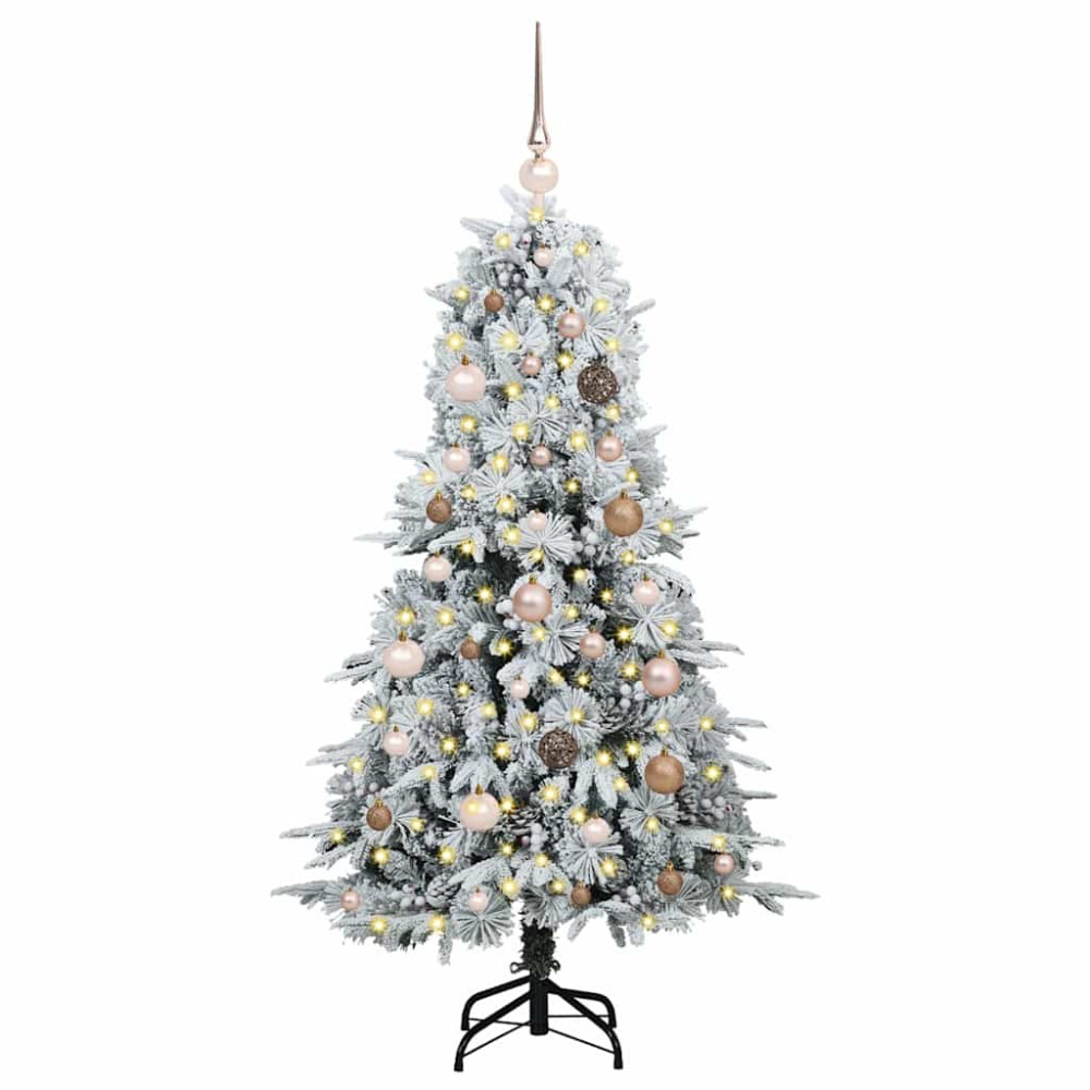 Produktbild för Plast Hingad Julgran med 150 LED-lampor Vit 150 cm PE och PVC