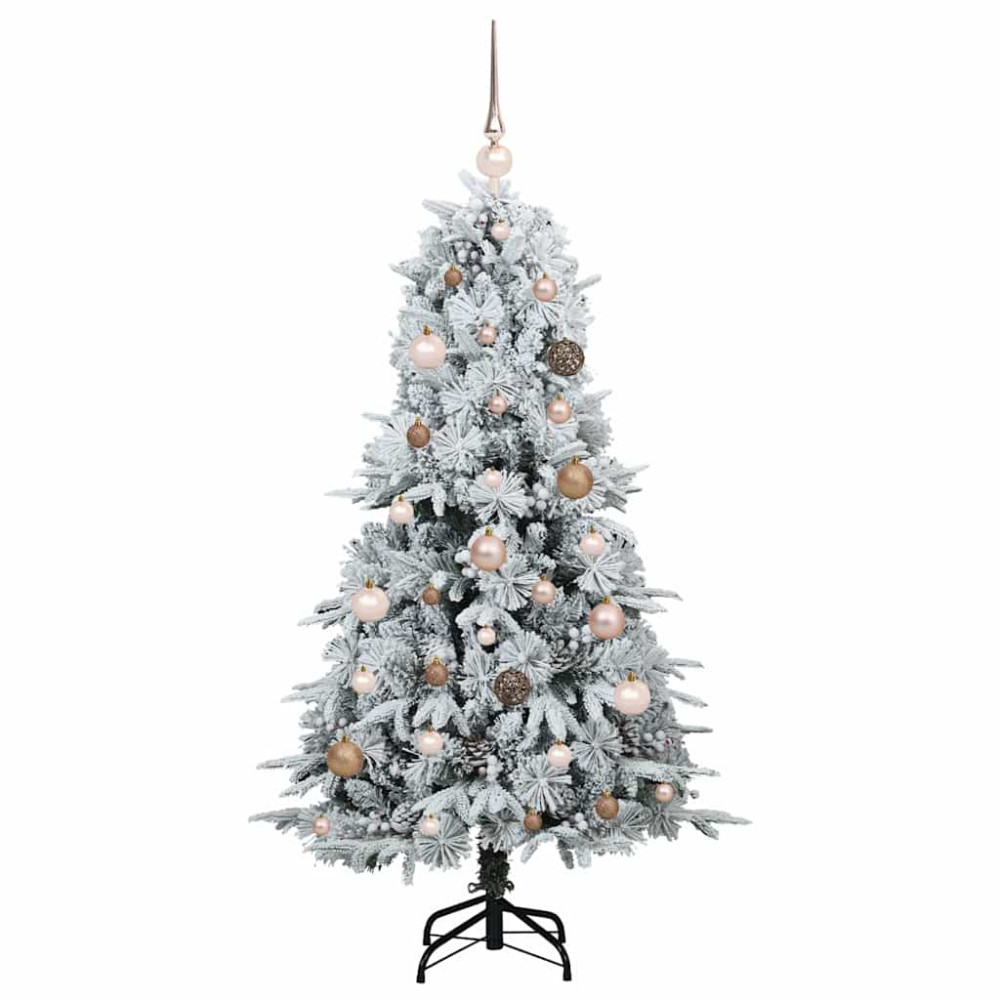Produktbild för Plast Hingad Julgran med 150 LED-lampor Vit 150 cm PE och PVC
