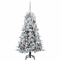 Produktbild för Plast Hingad Julgran med 150 LED-lampor Vit 150 cm PE och PVC