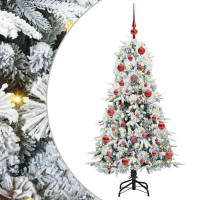 Produktbild för Plast Hingad Julgran med 150 LED-lampor Vit 150 cm PE och PVC