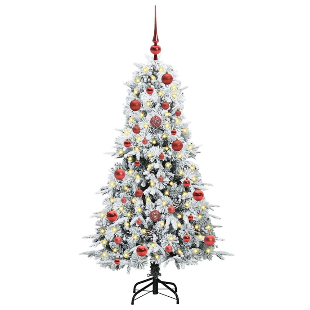 Produktbild för Plast Hingad Julgran med 150 LED-lampor Vit 150 cm PE och PVC