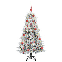 Produktbild för Plast Hingad Julgran med 150 LED-lampor Vit 150 cm PE och PVC