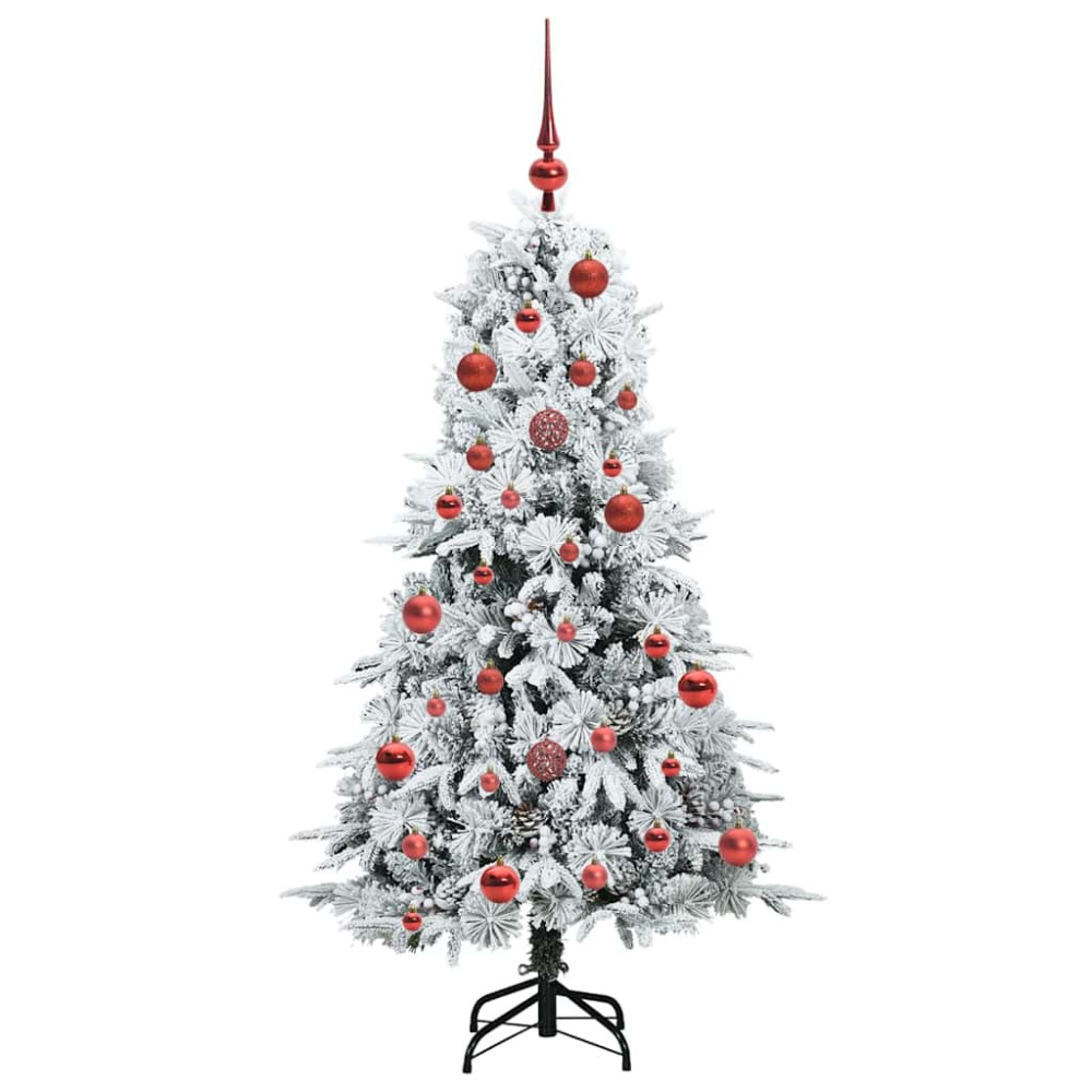 Produktbild för Plast Hingad Julgran med 150 LED-lampor Vit 150 cm PE och PVC