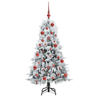 Produktbild för Plast Hingad Julgran med 150 LED-lampor Vit 150 cm PE och PVC