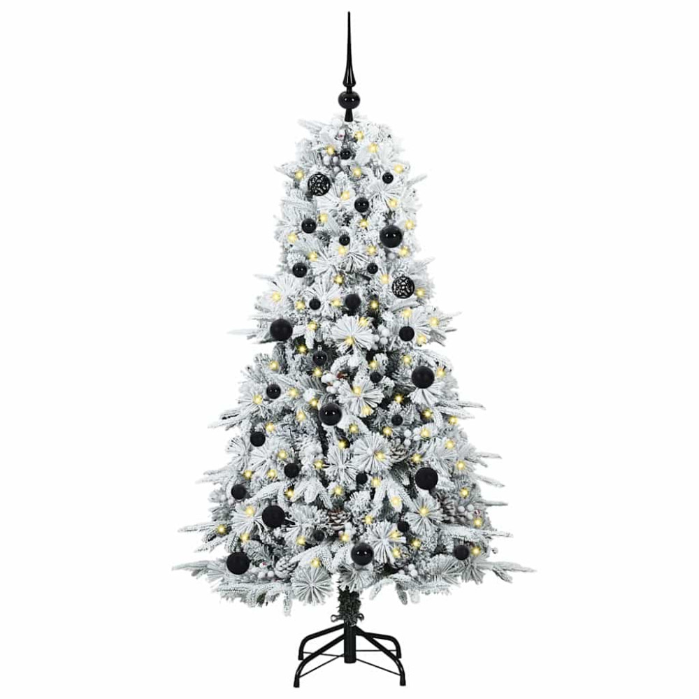 Produktbild för Plast Hingad Julgran med 150 LED-lampor Vit 150 cm PE och PVC