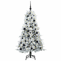 Produktbild för Plast Hingad Julgran med 150 LED-lampor Vit 150 cm PE och PVC