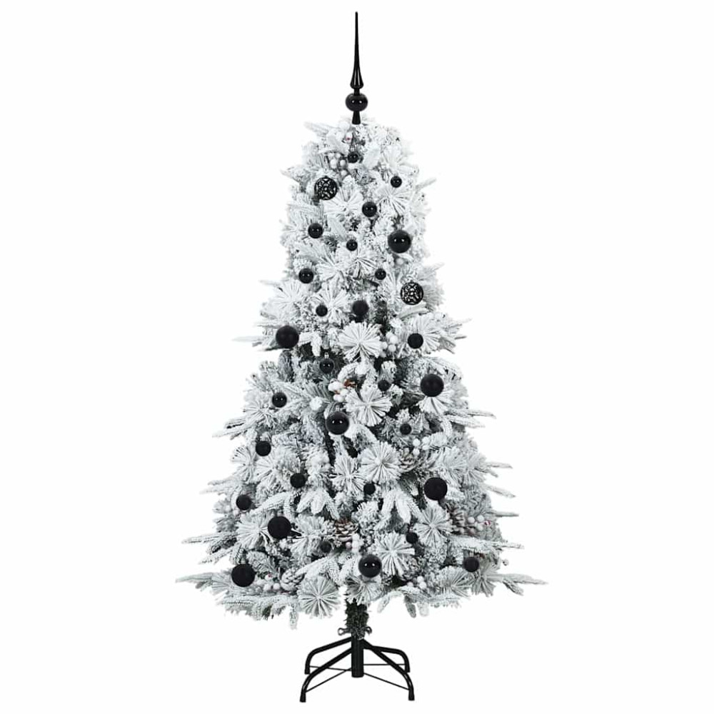 Produktbild för Plast Hingad Julgran med 150 LED-lampor Vit 150 cm PE och PVC