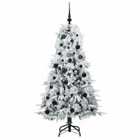 Produktbild för Plast Hingad Julgran med 150 LED-lampor Vit 150 cm PE och PVC
