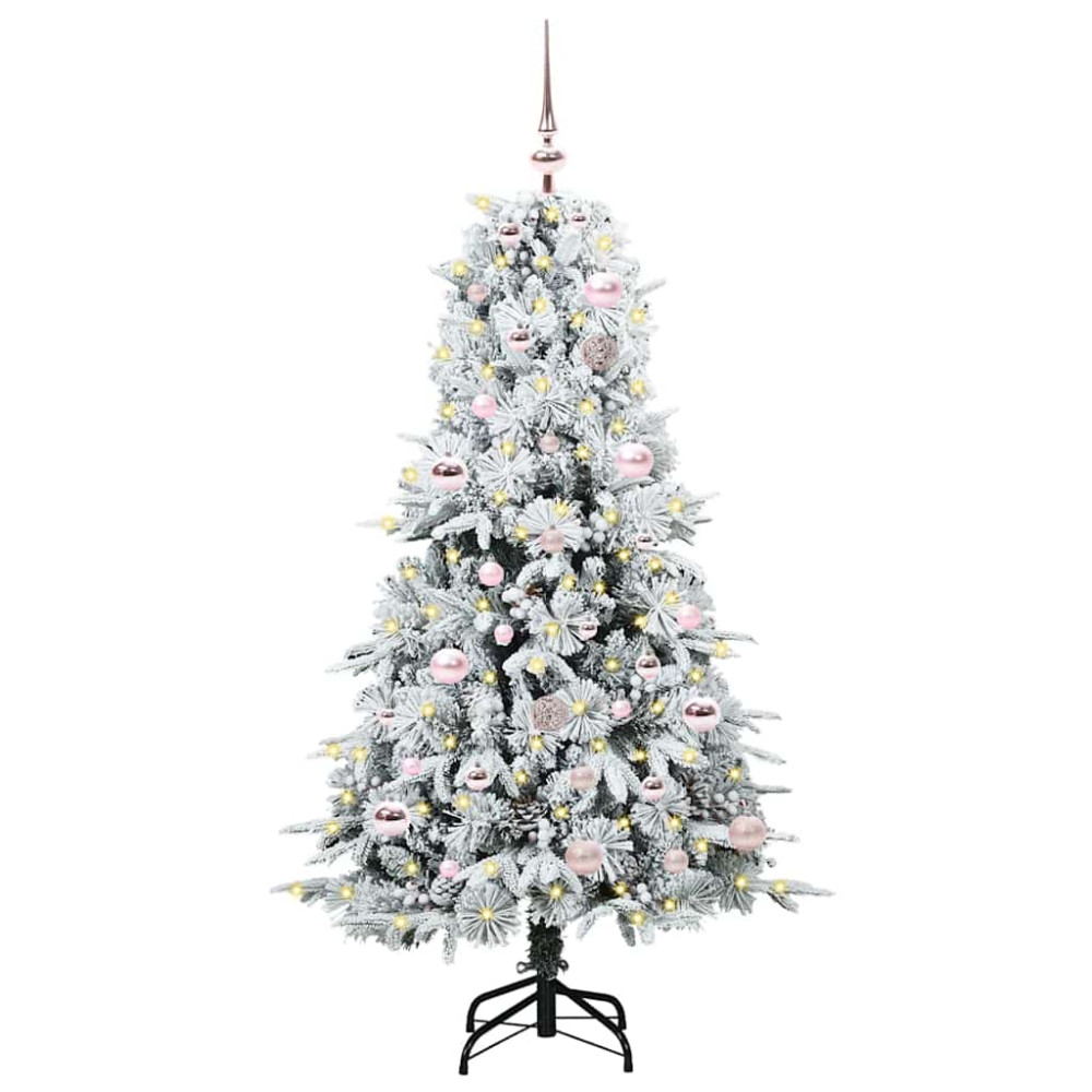 Produktbild för Plast Hingad Julgran med 150 LED-lampor Vit 150 cm PE och PVC