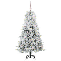 Produktbild för Plast Hingad Julgran med 150 LED-lampor Vit 150 cm PE och PVC