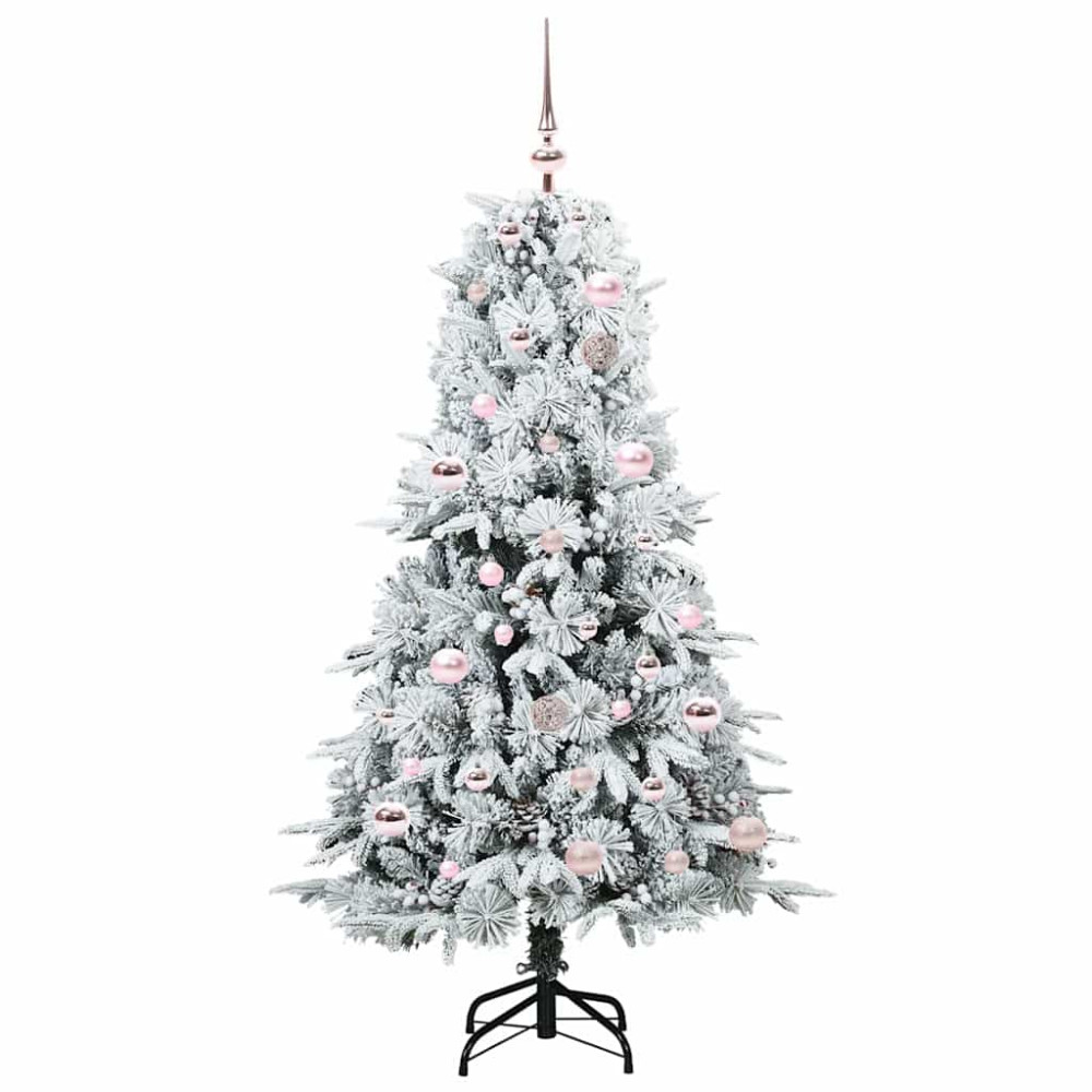 Produktbild för Plast Hingad Julgran med 150 LED-lampor Vit 150 cm PE och PVC