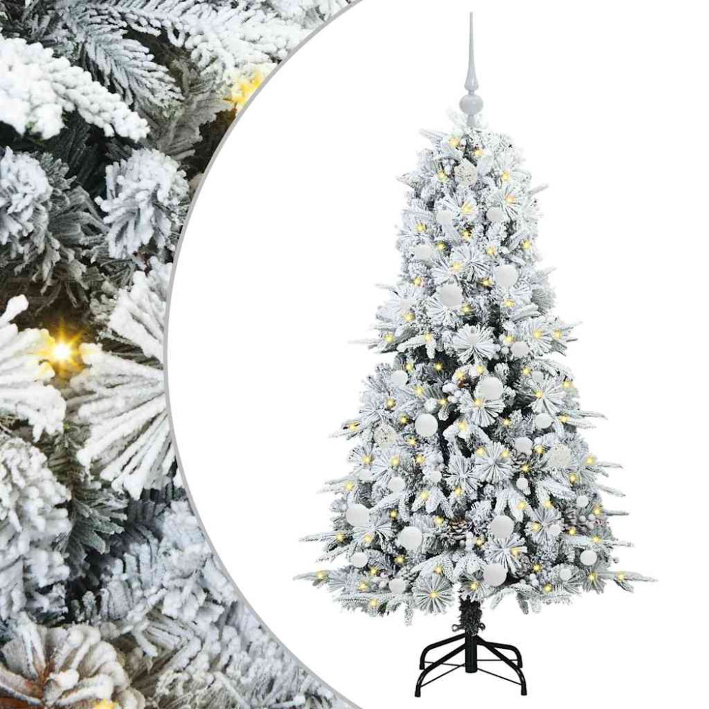 Produktbild för Plast Hingad Julgran med 150 LED-lampor Vit 150 cm PE och PVC