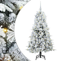 Produktbild för Plast Hingad Julgran med 150 LED-lampor Vit 150 cm PE och PVC