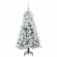Produktbild för Plast Hingad Julgran med 150 LED-lampor Vit 150 cm PE och PVC
