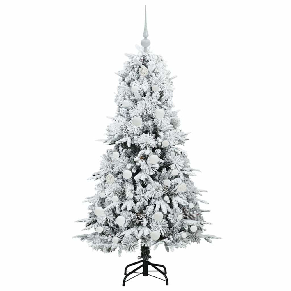 Produktbild för Plast Hingad Julgran med 150 LED-lampor Vit 150 cm PE och PVC