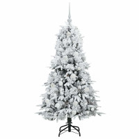 Produktbild för Plast Hingad Julgran med 150 LED-lampor Vit 150 cm PE och PVC