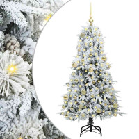 Produktbild för Plast Hingad Julgran med 150 LED-lampor Vit 150 cm PE och PVC