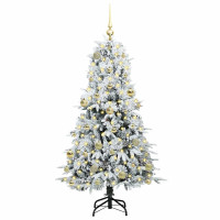 Produktbild för Plast Hingad Julgran med 150 LED-lampor Vit 150 cm PE och PVC