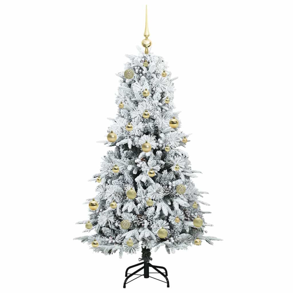Produktbild för Plast Hingad Julgran med 150 LED-lampor Vit 150 cm PE och PVC