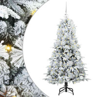 Produktbild för Plast Hingad Julgran med 150 LED-lampor Vit 150 cm PE och PVC