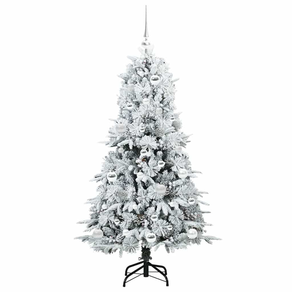 Produktbild för Plast Hingad Julgran med 150 LED-lampor Vit 150 cm PE och PVC