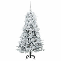 Produktbild för Plast Hingad Julgran med 150 LED-lampor Vit 150 cm PE och PVC