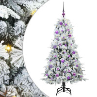 Produktbild för Plast Hingad Julgran med 150 LED-lampor Vit 150 cm PE och PVC