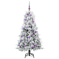 Produktbild för Plast Hingad Julgran med 150 LED-lampor Vit 150 cm PE och PVC