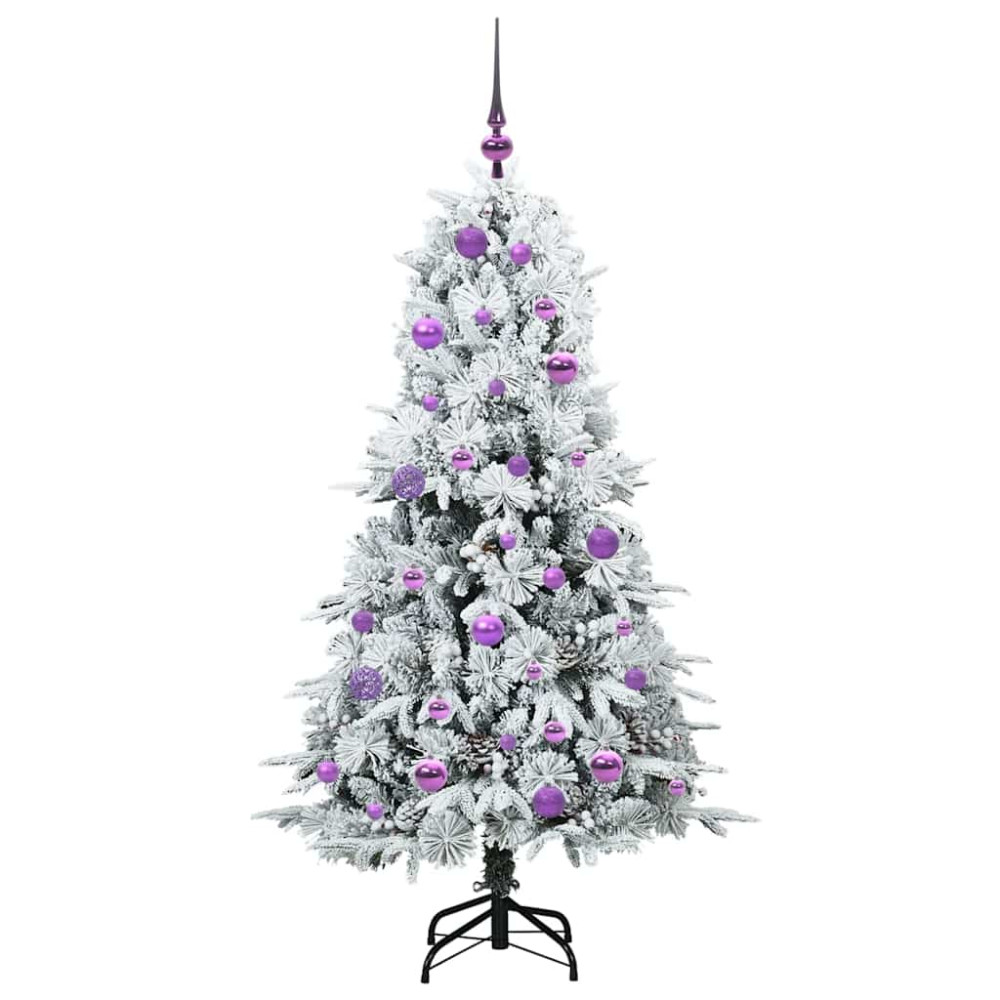 Produktbild för Plast Hingad Julgran med 150 LED-lampor Vit 150 cm PE och PVC