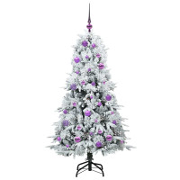 Produktbild för Plast Hingad Julgran med 150 LED-lampor Vit 150 cm PE och PVC