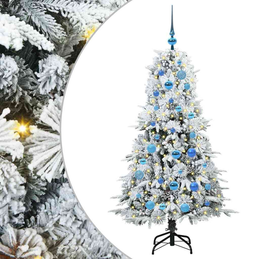 Produktbild för Plast Hingad Julgran med 150 LED-lampor Vit 150 cm PE och PVC