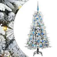 Produktbild för Plast Hingad Julgran med 150 LED-lampor Vit 150 cm PE och PVC