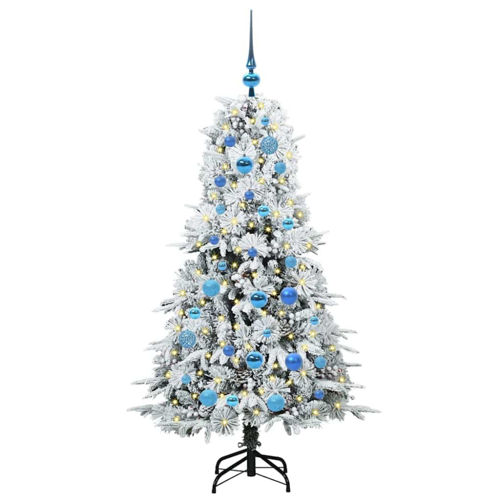 Produktbild för Plast Hingad Julgran med 150 LED-lampor Vit 150 cm PE och PVC