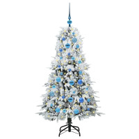 Produktbild för Plast Hingad Julgran med 150 LED-lampor Vit 150 cm PE och PVC