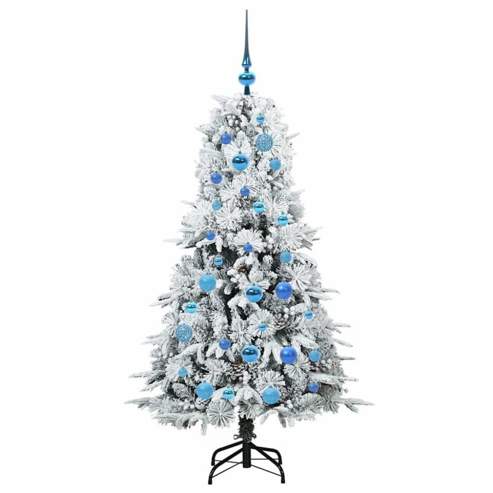 Produktbild för Plast Hingad Julgran med 150 LED-lampor Vit 150 cm PE och PVC