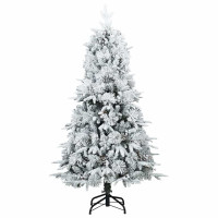 Produktbild för Plast Hingad Julgran med 150 LED-lampor Vit 150 cm PE och PVC